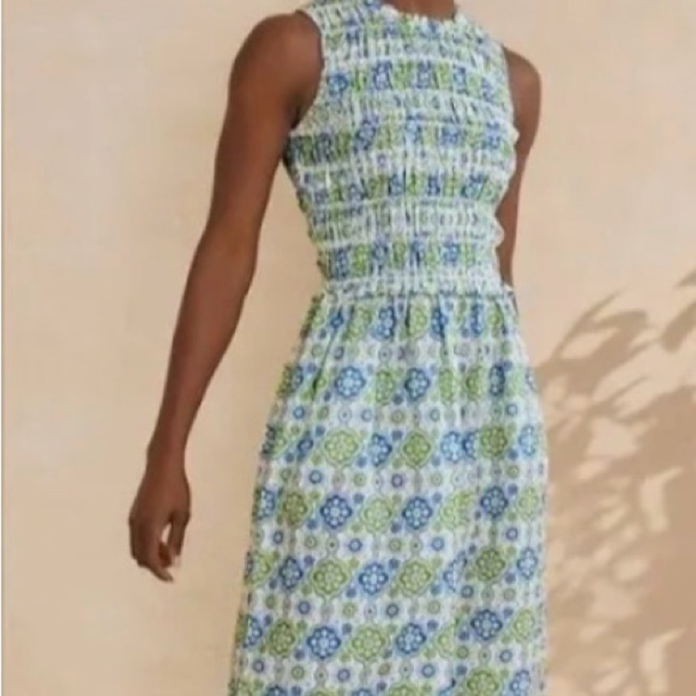 J. McLaughlin Blue and Green Printed Maxi Dress